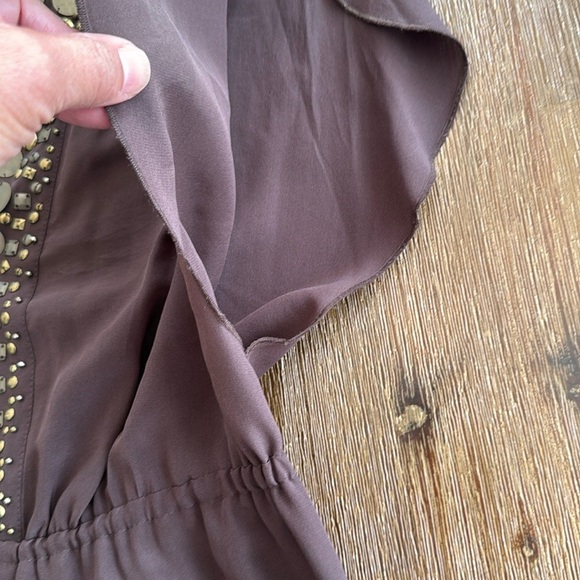 MICHAEL Michael Kors Silk Dress sleeveless Brown Dress Embellished Neckline XS - Picture 14 of 15